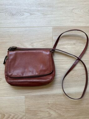 Brown Crossbody Purse Small Shoulder Bag Multi Pocket Organizer Faux‎ Leather
